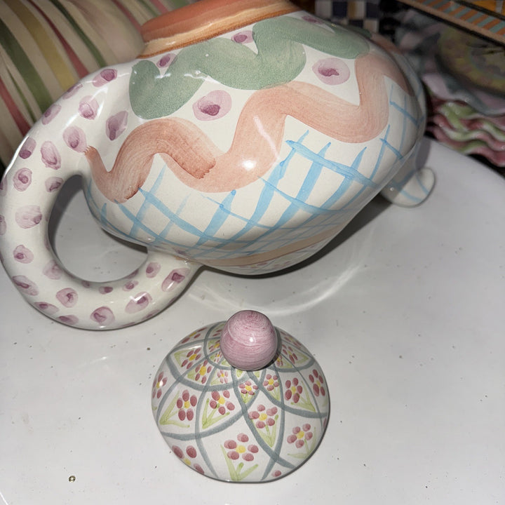 Mackenzie Childs Ceramic Taylor Heather Teapot- Retired 1990