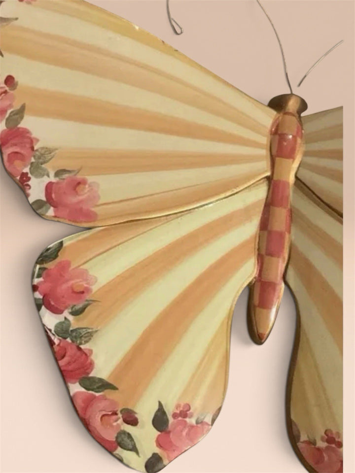 Mackenzie Childs Painted Awning 12”  Large Butterfly Wall Hanging - New