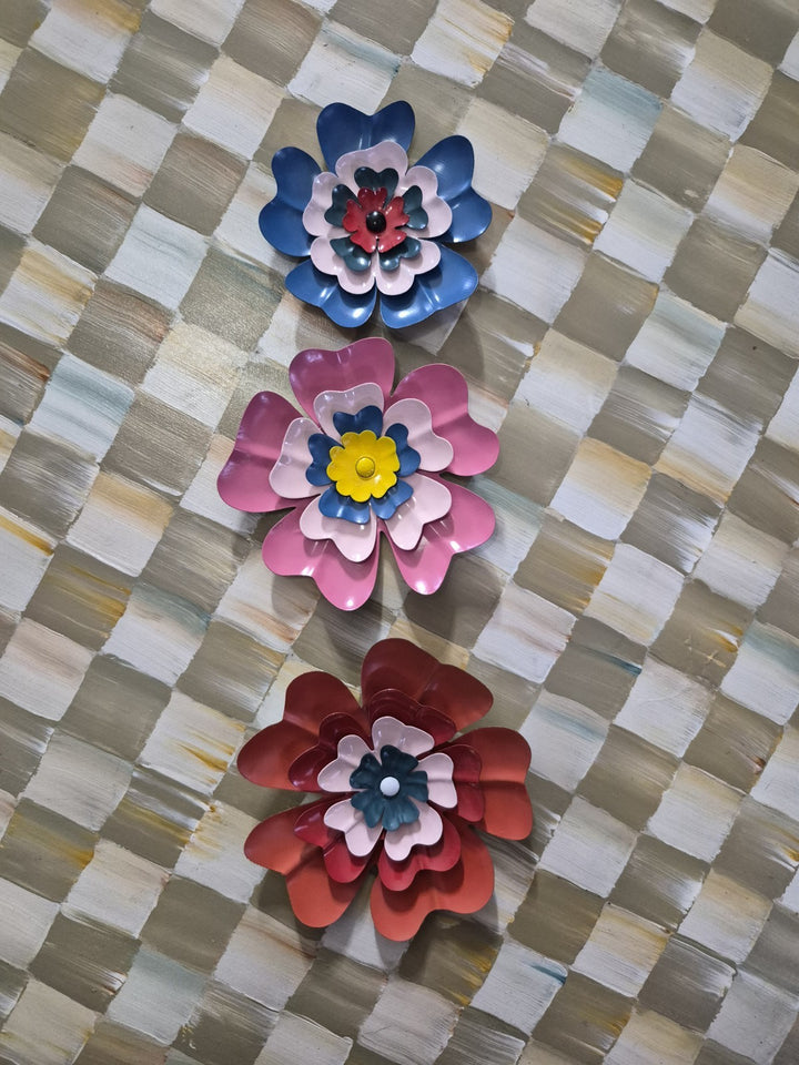 MacKenzie Childs DOLCE VITA FLOWER MAGNETS, SET OF 3 New In Bag