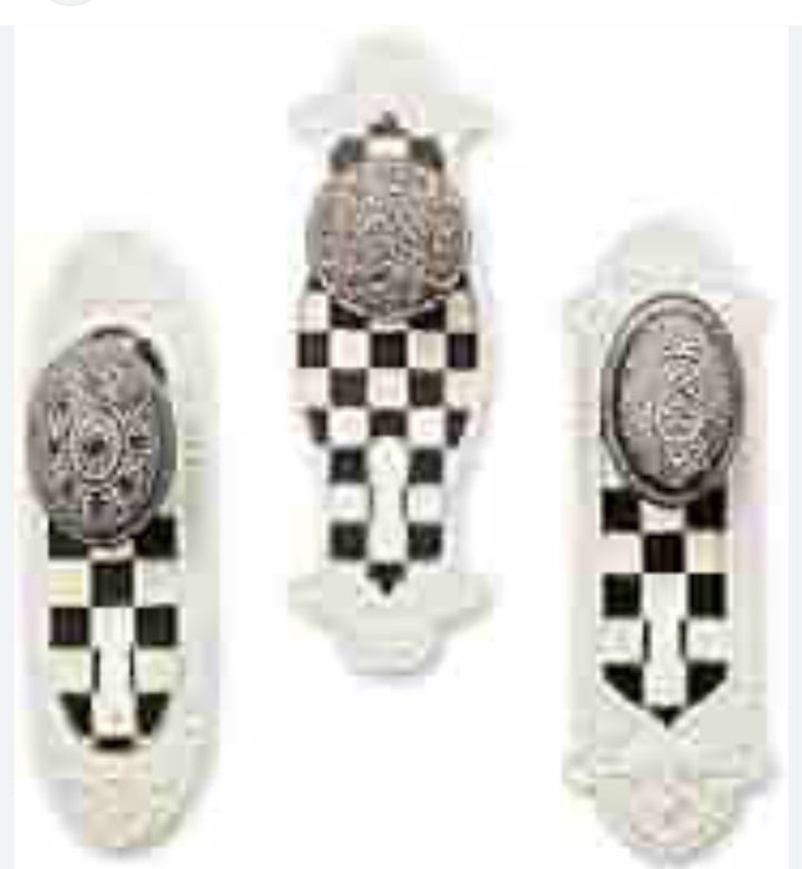 Mackenzie Childs Courtly Check Door Knob Hooks-set Of 3
