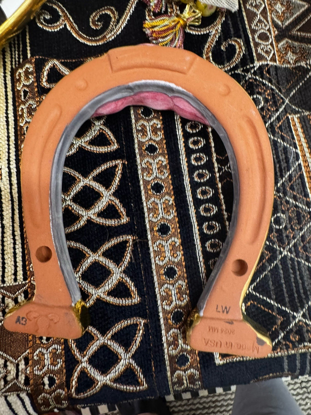 MACKENZIE CHILDS STERLING CHECK HORSESHOE- Made In Aurora Ceramic