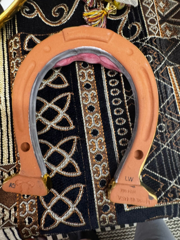 MACKENZIE CHILDS STERLING CHECK HORSESHOE- Made In Aurora Ceramic