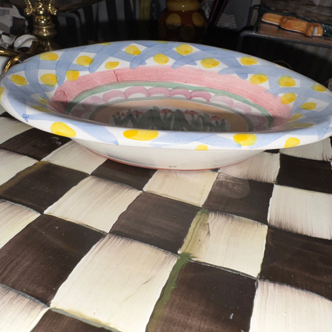 MacKenzie Childs Taylor Aalsmere  Small Oval Trinket Soap Dish 6.25" Ceramic