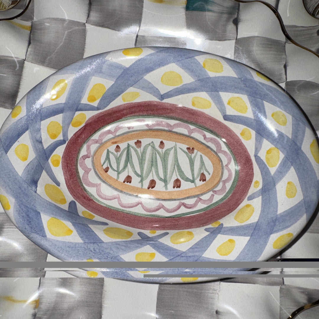 MACKENZIE CHILDS 6" Soap Candy Dish Taylor Aalsmere  1995 Ceramic