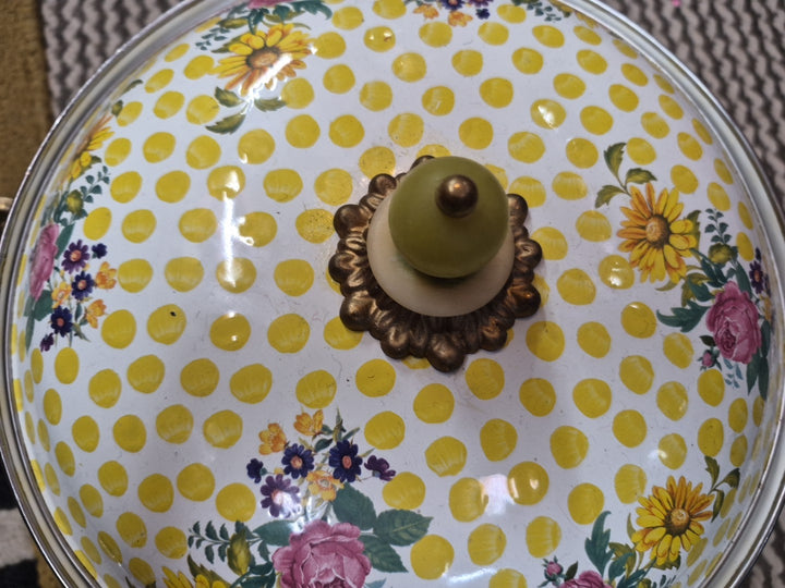 MacKenzie Childs Buttercup Pattern 8 Quart Large Stock Pot Vintage