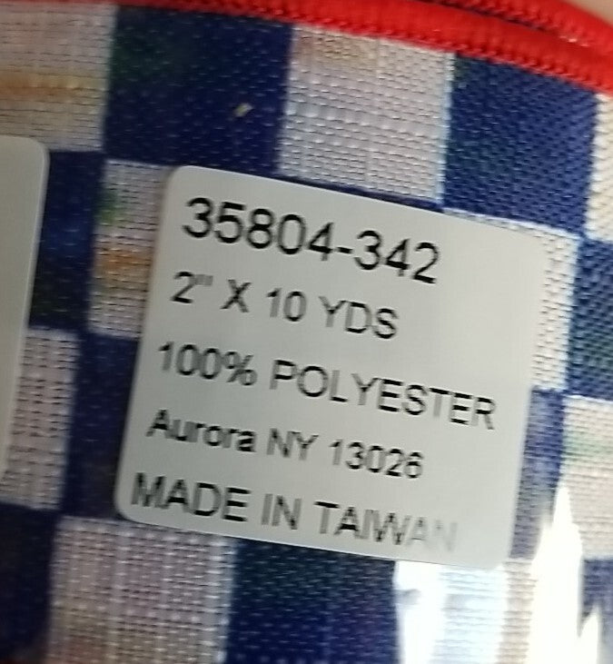 MacKenzie Childs 1 Roll Royal  Check Ribbon And Red  2”wide-10yards Roll