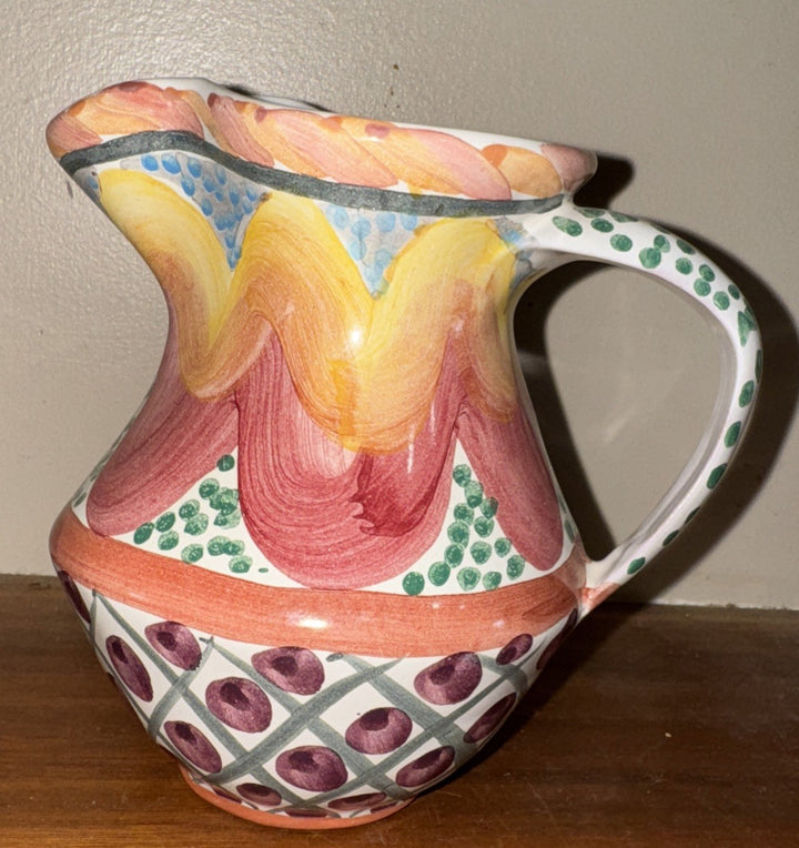 Mackenzie Childs Taylor Kukenhoff Ceramic 5” Tall Creamer Bright Colors