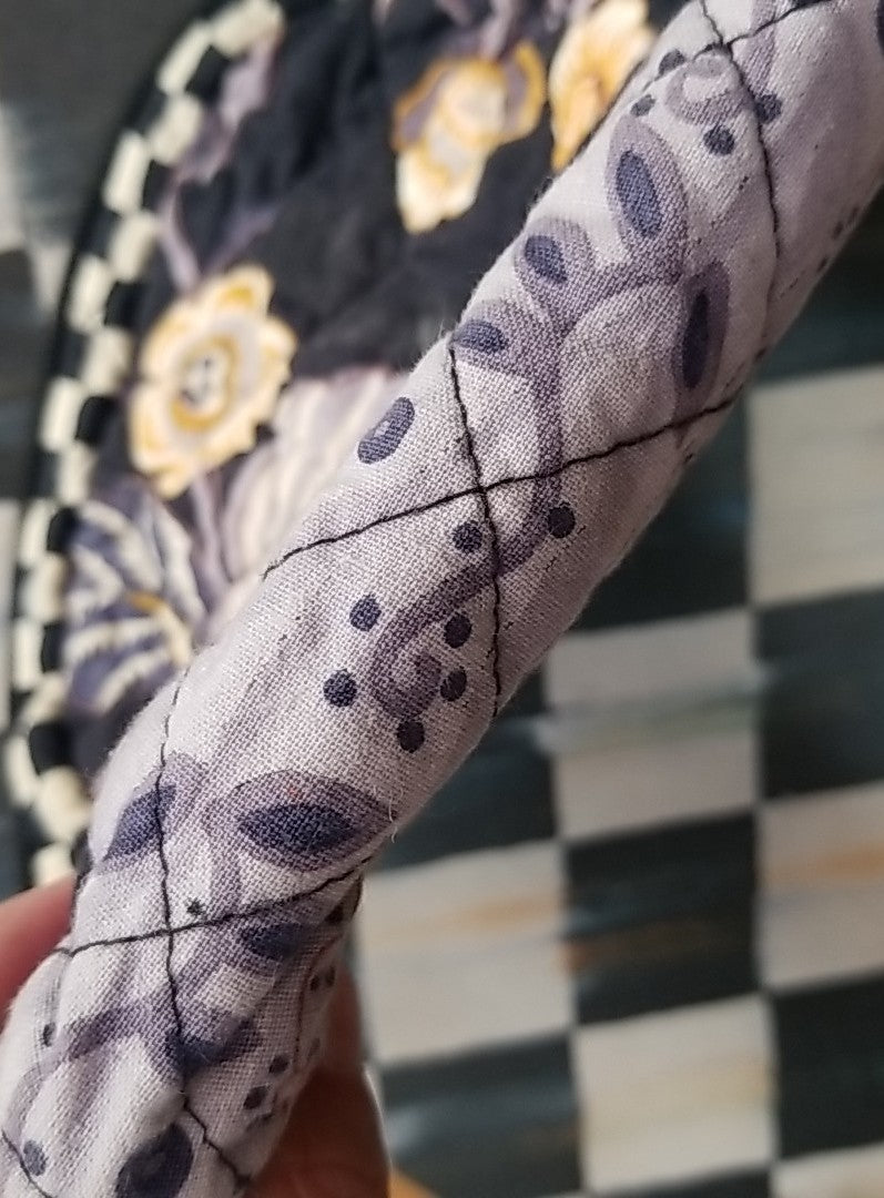 mackenzie childs Vendage  1/2 Moon Bag 10" X 8"- Retired Pattern 2 inside pocket