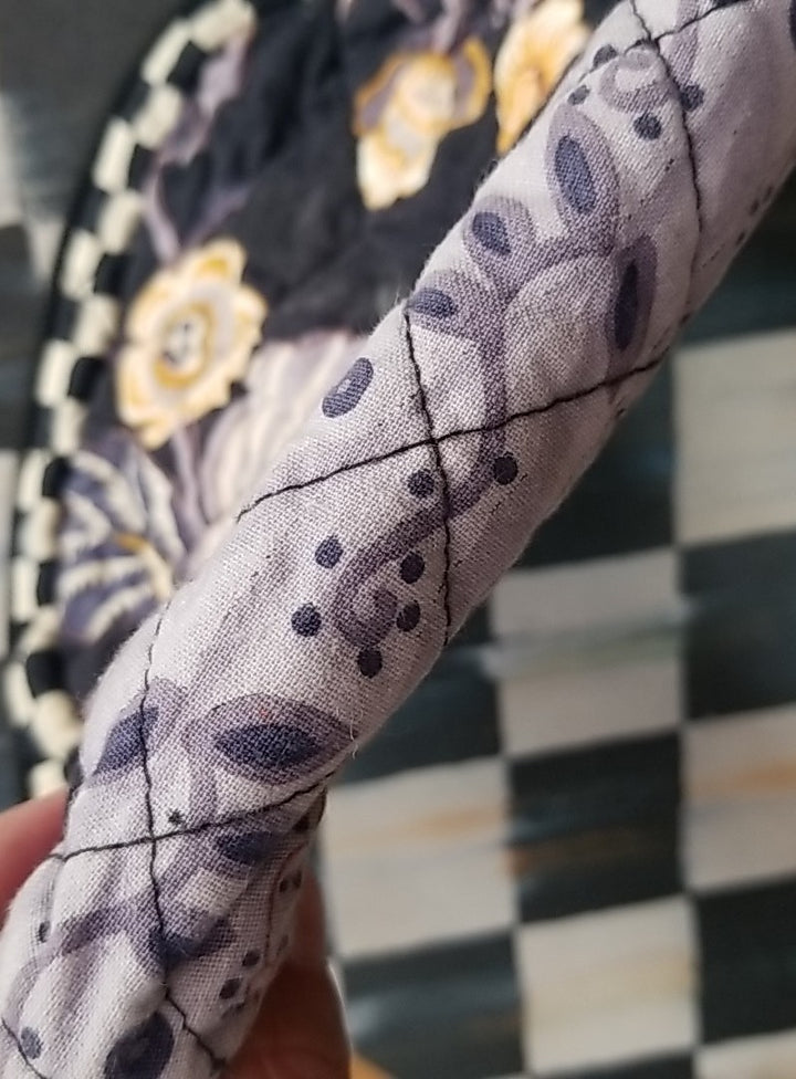 mackenzie childs Vendage  1/2 Moon Bag 10" X 8"- Retired Pattern 2 inside pocket