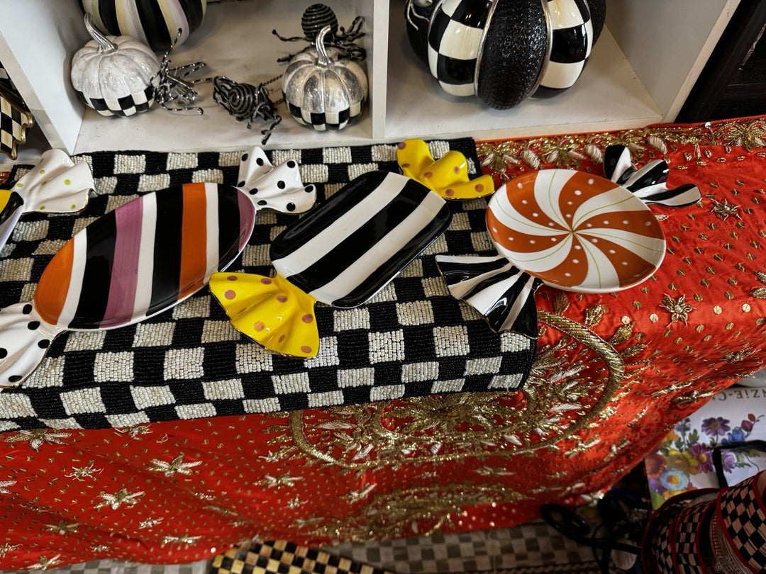 Mackenzie Childs Trick or Treat Candy Dessert Plates Set of 4