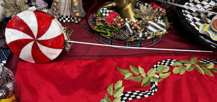 MacKENZIE CHILDS 32” CHRISTMAS PEPPERMINT SWIRL CAPIZ PICK BNWT