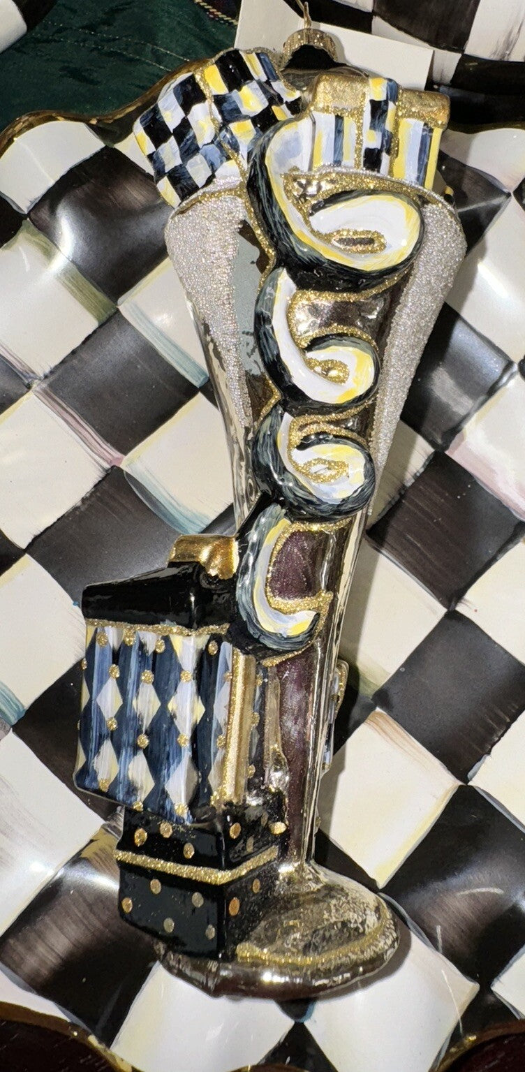 MACKENZIE CHILDS Champagne Glass Christmas  Ornament New- Retired