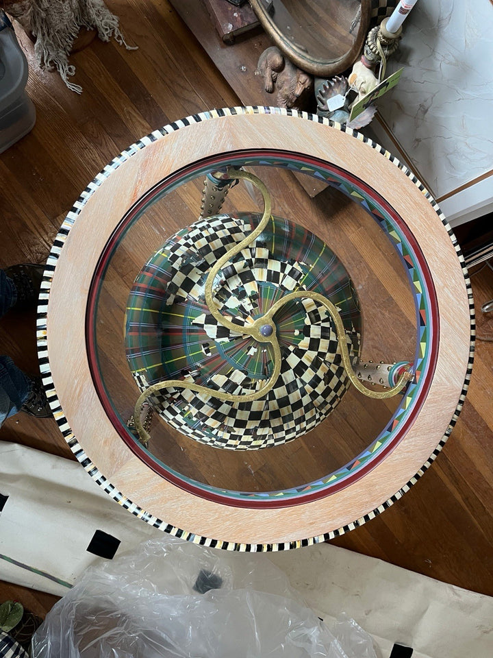 Mackenzie Childs Platitudes Globe Side Table- New - Retired hard To Find