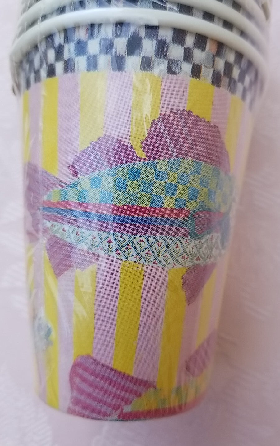 MacKenzie Childs Fish Bowl Paper Cups.  8 Cups 9oz-sealed Retired