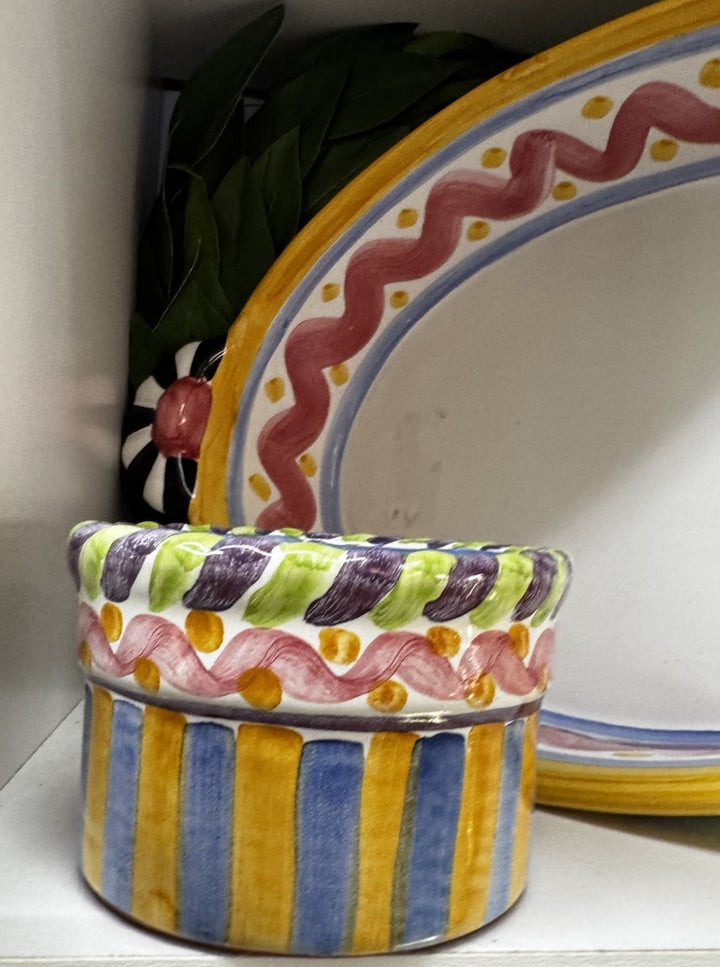 MacKenzie Childs Piccadilly Ceramic 4” Ramekin Souffle Dish Retired Pattern