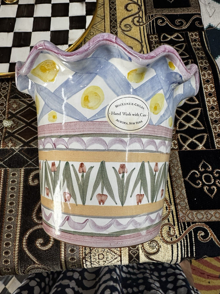 Mackenzie Childs Fluted Ruffled Ceramic Planter Pot  Taylor Aalsmeer