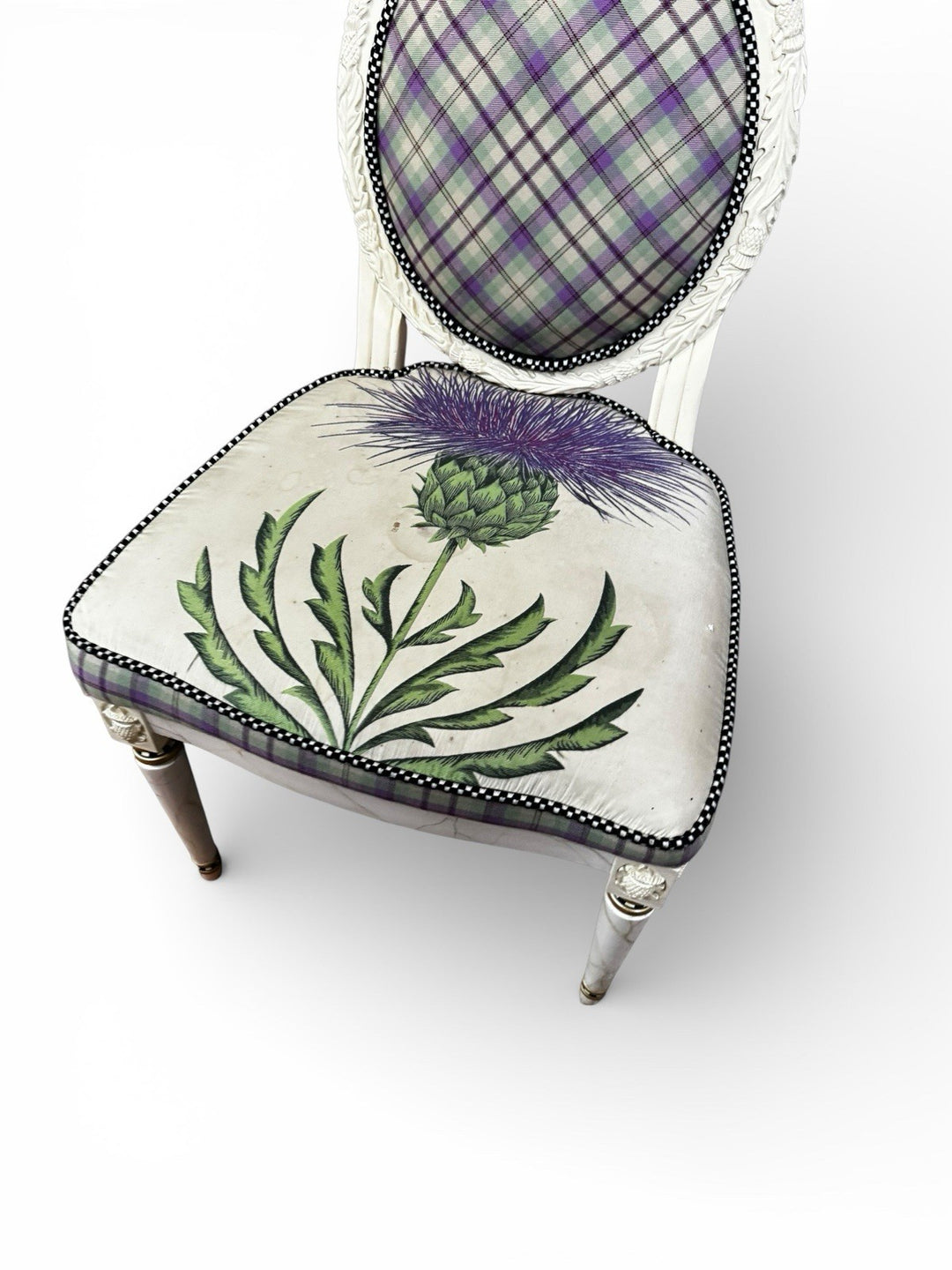 MacKenzie Childs Hand Carved Light Thistle Chair- Retired Read