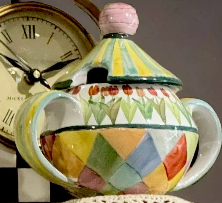 MacKenzie Childs Poplar Ridge - Sugar Bowl With  Lid - Ceramic