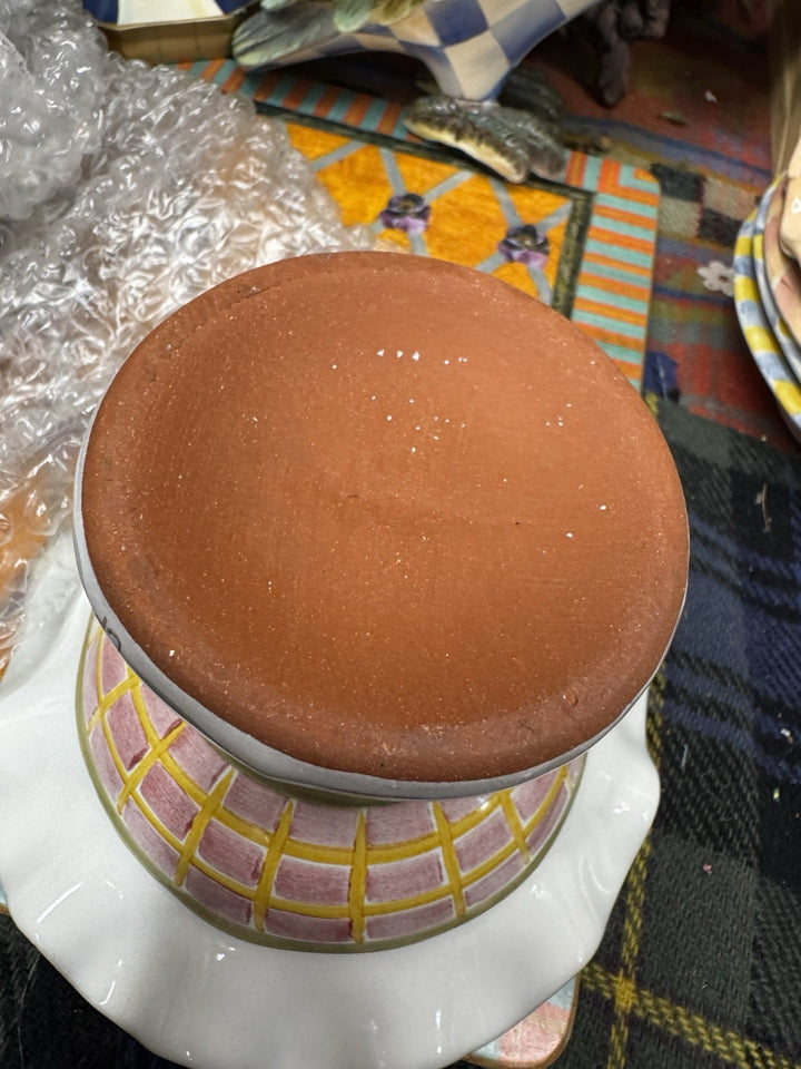 Mackenzie Childs Fluted Pedestal  Mini Taylor Fran Compote 4" Tall Retire