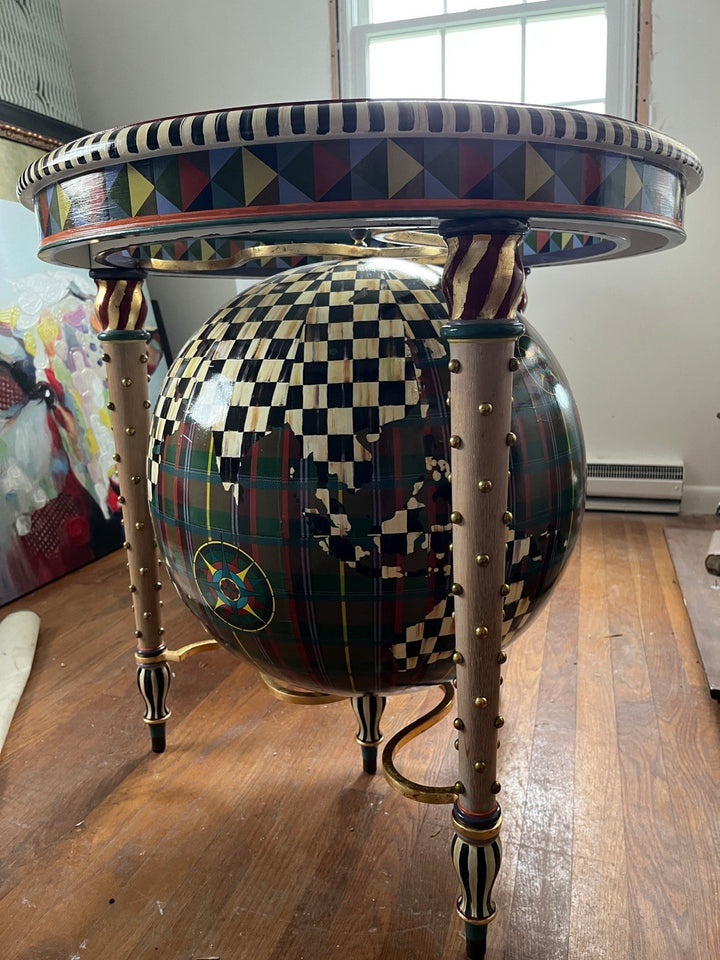 Mackenzie Childs Platitudes Globe Side Table- New - Retired hard To Find