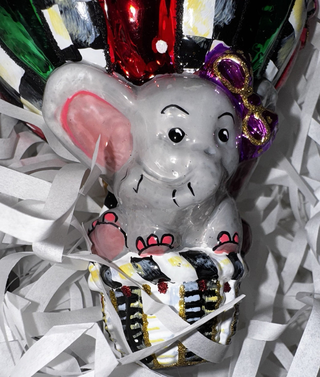 MacKenzie Childs Babies First Balloon  W/ Elephant Ornament CUTE & COLORFUL Nib