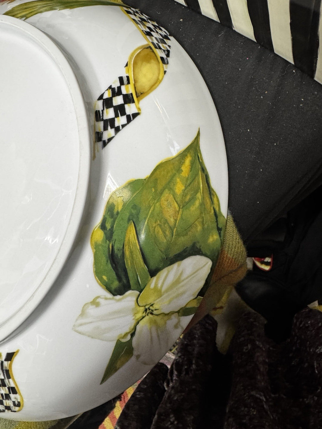 Thistle & Bee by MacKenzie-Childs porcelain Butterfly Serving Bowl 12.75"- New