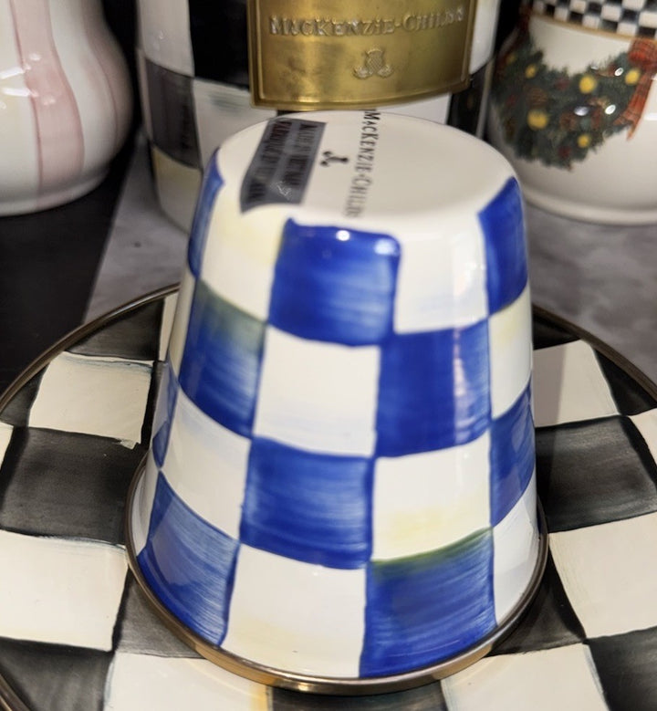 Brand New Mackenzie Childs Royal Check Herb Pot Single- New