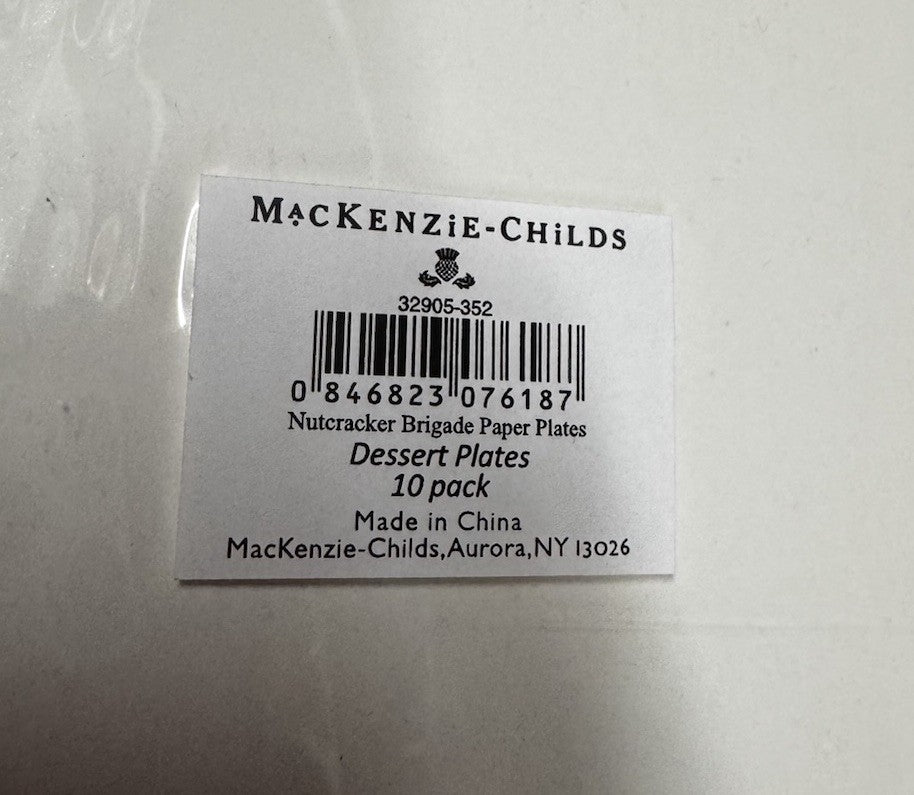 Mackenzie Childs Nutcracker Brigade Dessert Paper Plates & Cocktail Napkins Nip