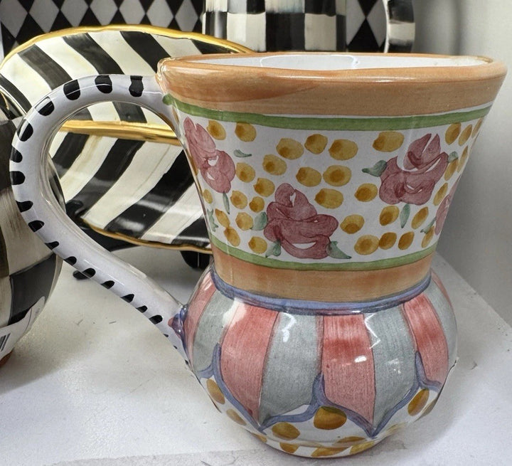 NEW One Mackenzie Childs Cabbage Rose  TAYLOR MUG  Ceramic Majolica