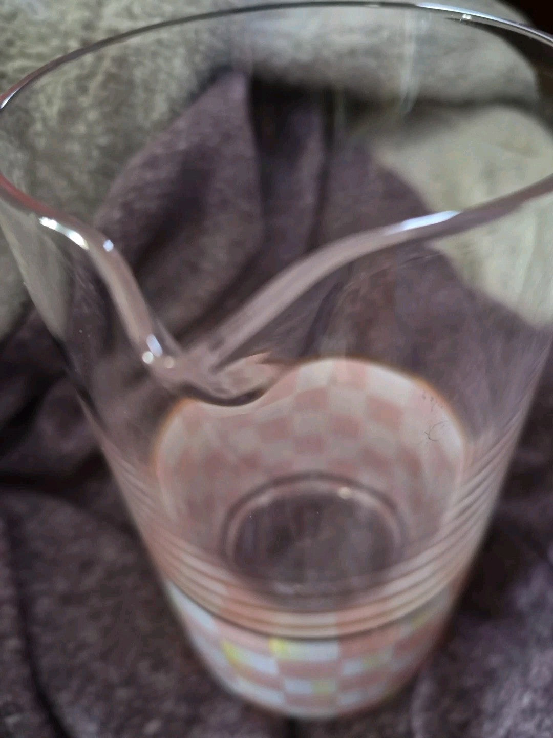 MacKenzie Childs Rosy Check 2.5 Cup Hand Painted Mixing Glass. New!