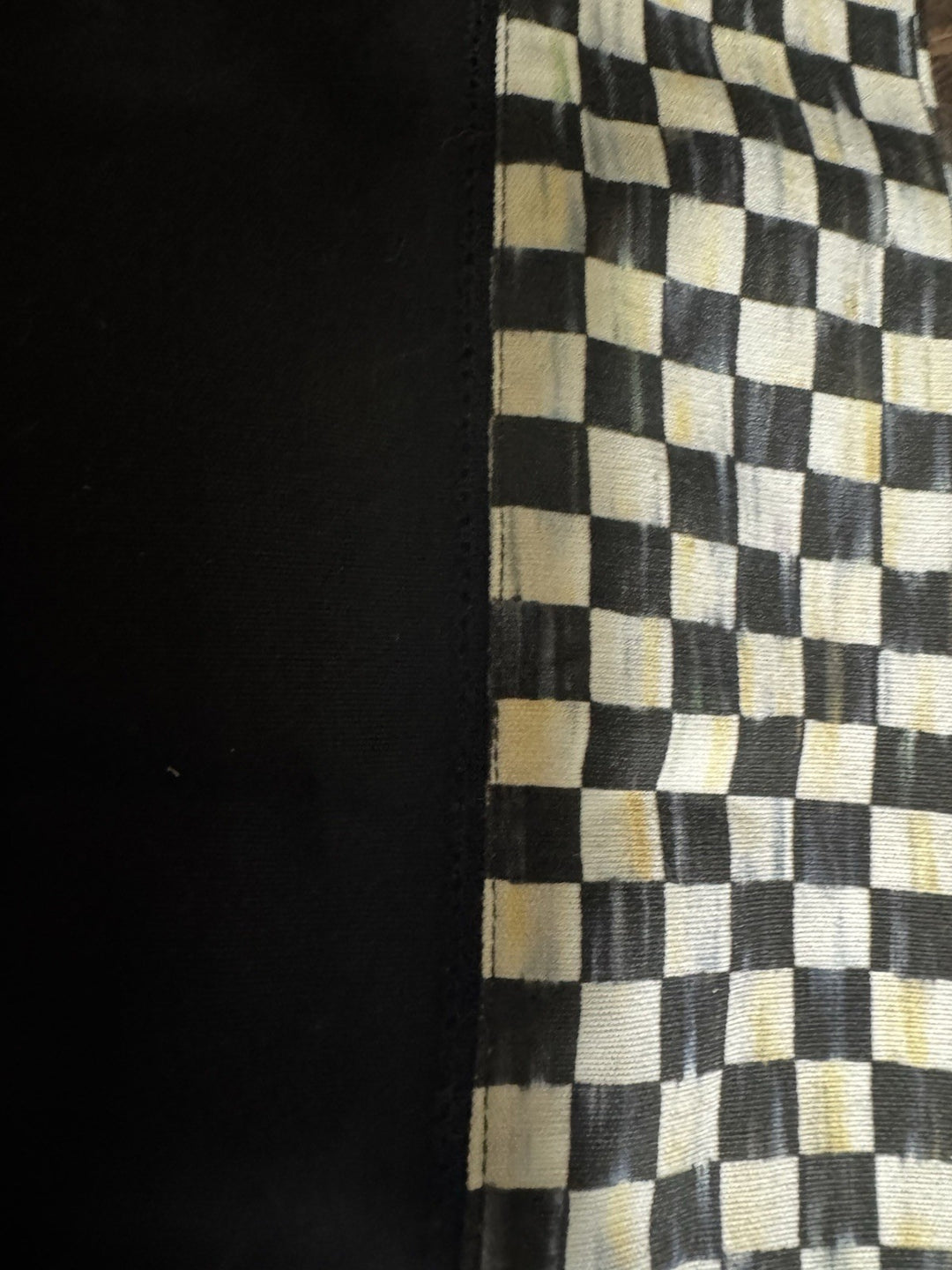 Mackenzie Childs Courtly Check  Black 72" Table Runner Excellent