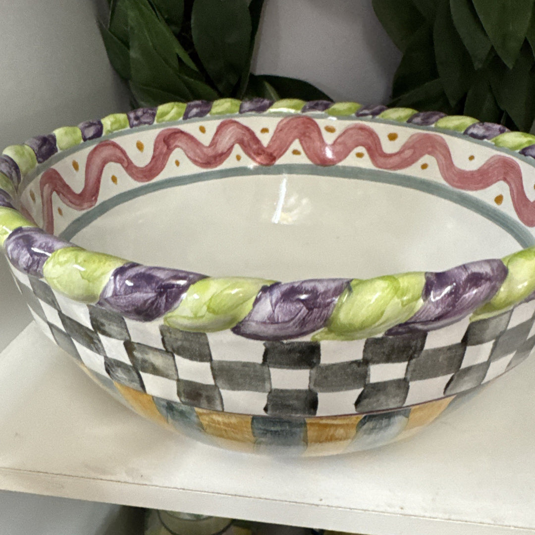 Mackenzie Childs Ceramic Piccadilly Medium Size Mixing  Bowl-9” 2005