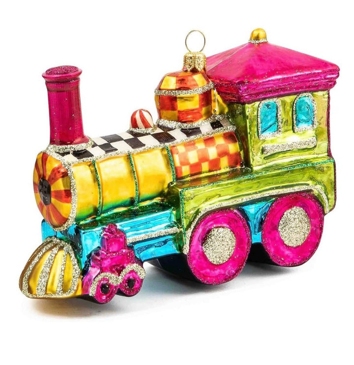 MacKenzie Childs Glass Ornament - Granny Kitsch Train- New
