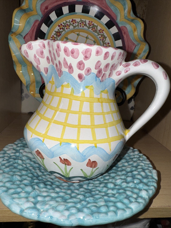Mackenzie Childs Taylor Kings Ferry 2024 Ceramic 4” Tall Creamer Bright Colors