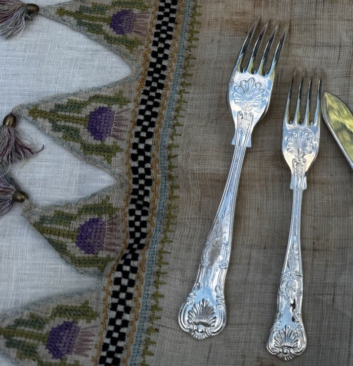 Mackenzie Childs Vtg Silver-plate  Silverware Place Setting  Of 5 Pieces