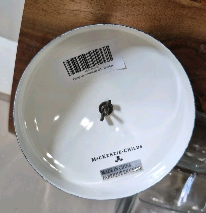 MacKenzie Childs  Cookie Jar with Courtly Check Enamel Lid- New