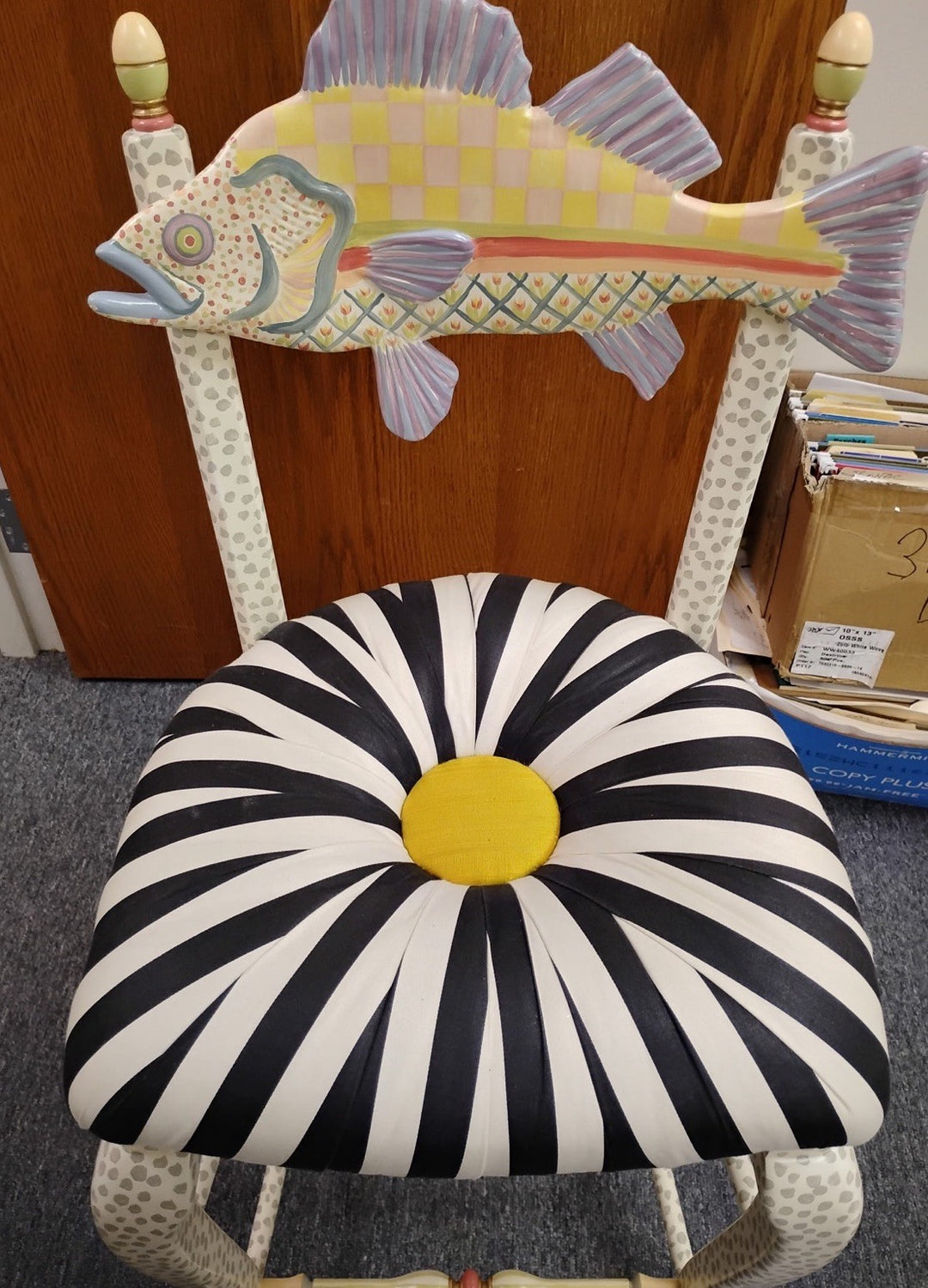 Mackenzie Childs furniture Counter Height Chair Freckle Fish Stool -excellent