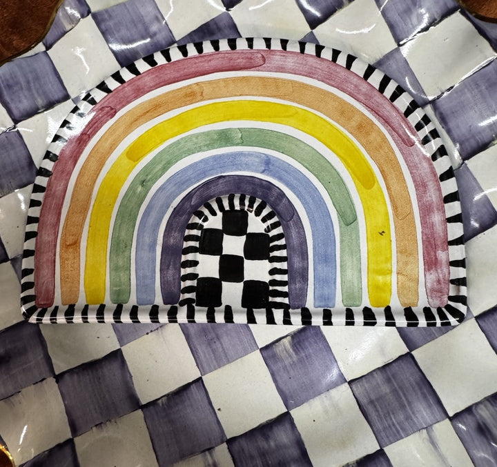 Mackenzie Childs Rainbow Trinket Dish 8” Wide And 5” Tall Retired 2022