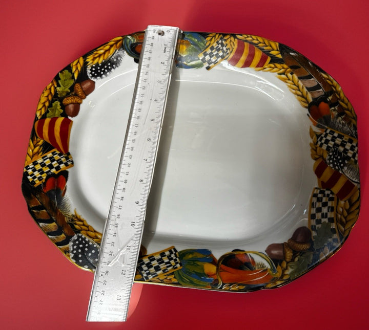 MacKENZIE CHILDS Pheasant Run - PLATTER 15.5”x12” Retired Design