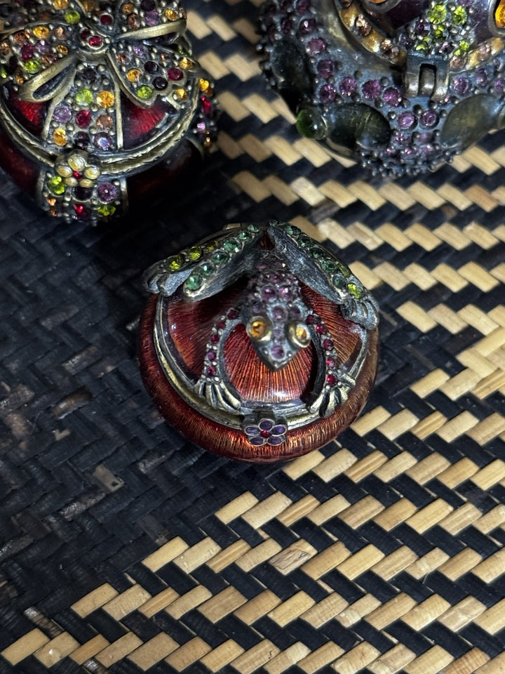 Vintage SWAROVSKI Crystal Jeweled Rhinestone FROG Trinket Box, JAY STRONGWATER