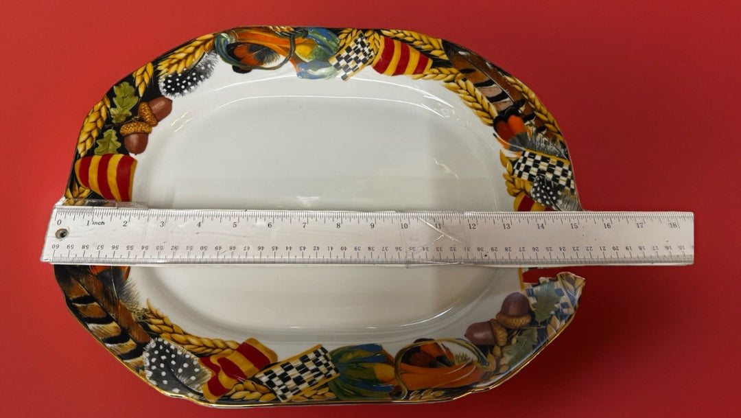 MacKENZIE CHILDS Pheasant Run - PLATTER 15.5”x12” Retired Design