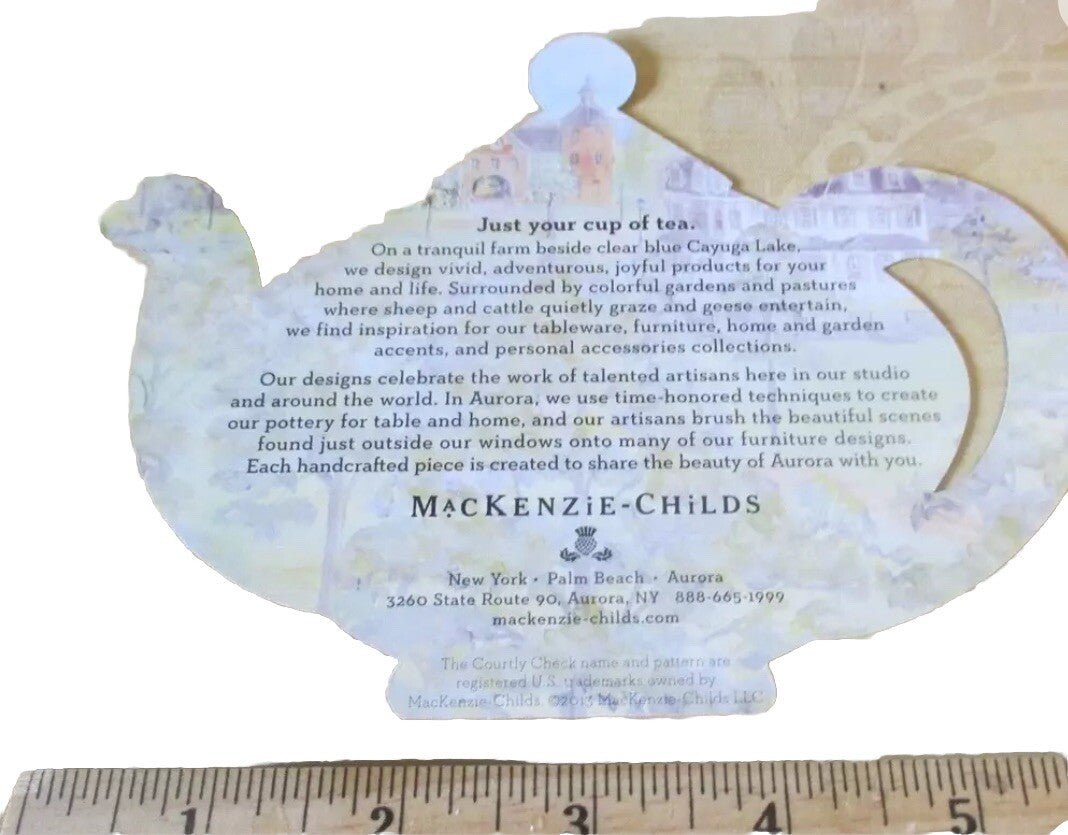 MACKENZIE CHILD'S COURTLY CHECK PAPER TEAPOT AD CARD-new Set Of 2