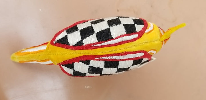 MACKENZIE CHILDS Courtly Check Yellow Fabric  Bird 8” Long And 6” Tall