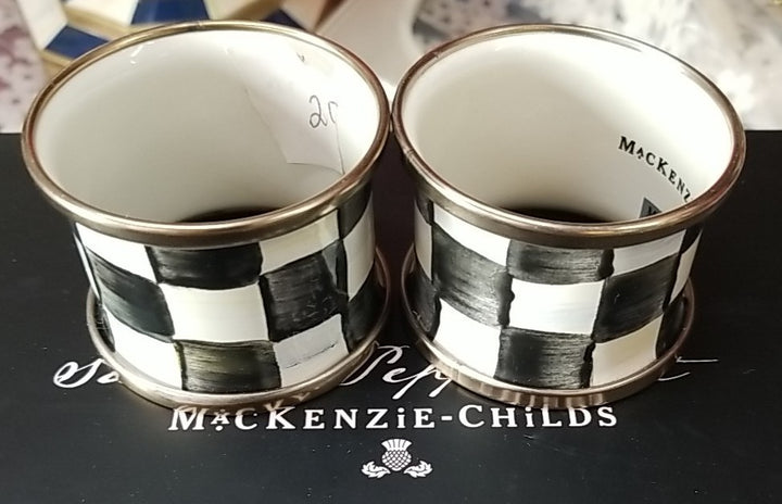 Mackenzie Childs Enamel Napkin Rings Set 2-new Courtly Check