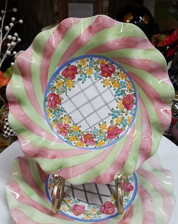 MacKenzie Childs Taylor Glen Park Dessert Salad Plate 9” Fluted- New 2011