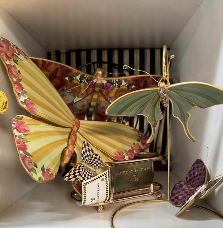 Mackenzie Childs Painted Awning 12”  Large Butterfly Wall Hanging - New