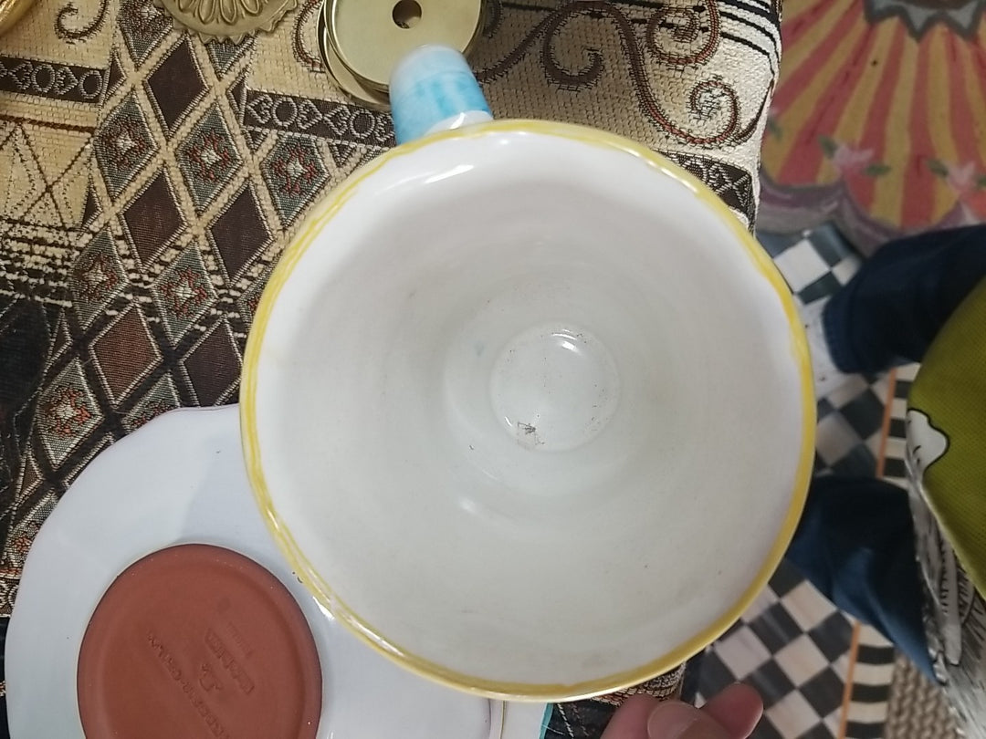 MacKenzie Childs Wallcourt Spencer Footed  MUG  Retired Pattern