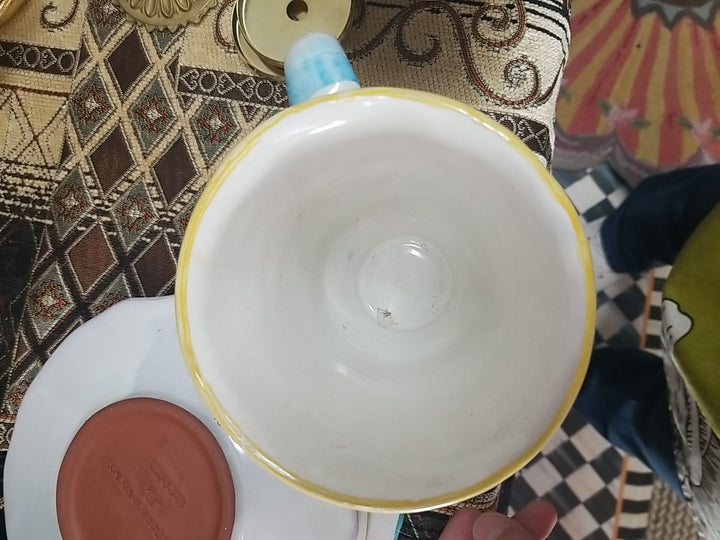 MacKenzie Childs Wallcourt Spencer Footed  MUG  Retired Pattern