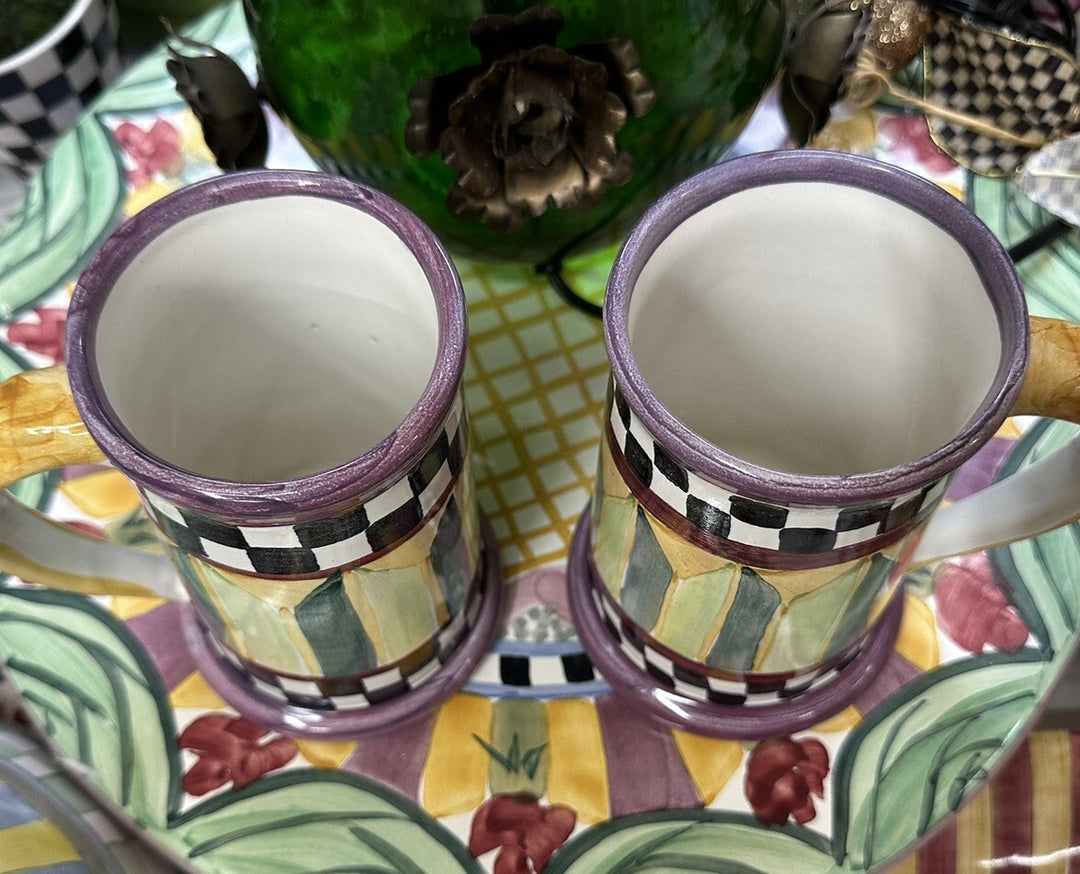 MACKENZIE CHILDS Beer Mug - Stein- Ceramic- Odd Fellows- Retired