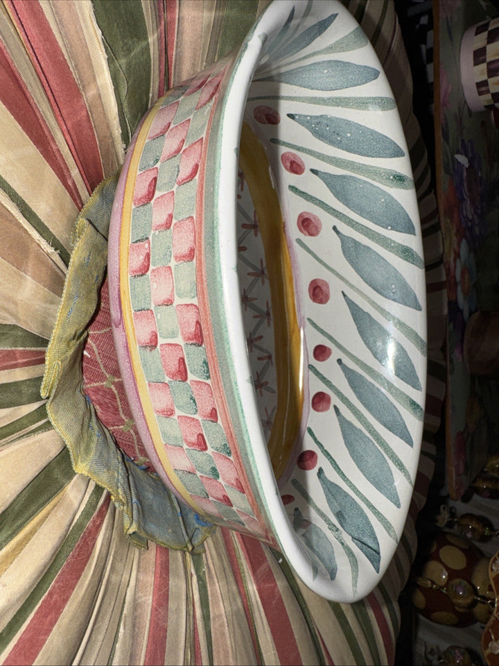 MacKenzie Childs Taylor Cottage Rose  Dinner Plate Fluted 11" Excellent 1996